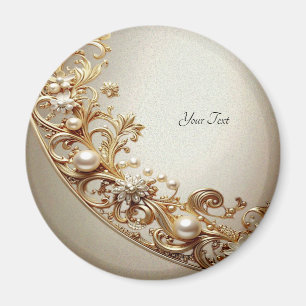 Sierlijke Gouden Bloem Magnet