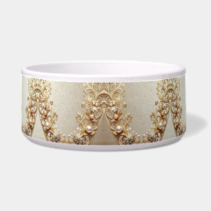 Sierlijke Gouden Bloem Pet Bowl Voerbakje