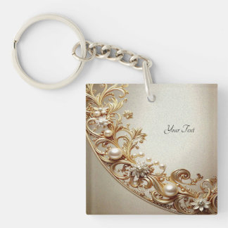 Sierlijke Gouden Bloem Sleutelhanger