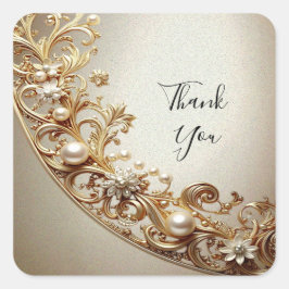 Sierlijke Gouden Bloem Sticker