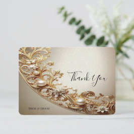 Sierlijke Gouden Bloem Thank You Kaart