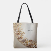 Sierlijke Gouden Bloem Tote Tas (Achterkant)