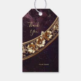 Sierlijke Gouden Bloemensieradekaart Cadeaulabel