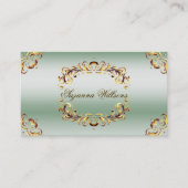 Sierlijke Gouden Decor Groene Shimmer Sophisticate Visitekaartje (Voorkant)