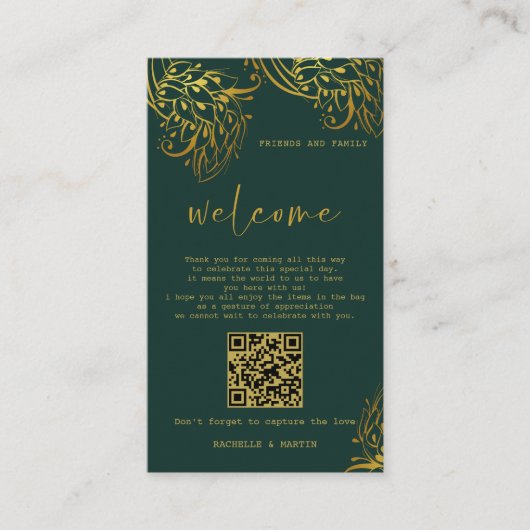 Sierlijke Gouden Kwastjes Welkomst Cadeautas Plaat Informatiekaartje (Voorkant)