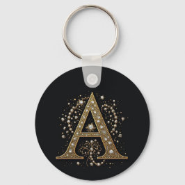 Sierlijke Gouden Letter A Luxe Monogram Versleten Sleutelhanger