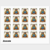 Sierlijke gouden letter A met kroonlijstontwerp Vierkante Sticker (Vel)