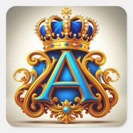 Sierlijke gouden letter A met kroonlijstontwerp Vierkante Sticker