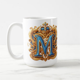Sierlijke gouden letter M met kroonlijstontwerp Koffiemok