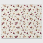 Sierlijke gouden maroon bloemenpatroon cadeaupapier (Vlak)