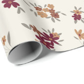 Sierlijke gouden maroon bloemenpatroon cadeaupapier (Rol Hoek)