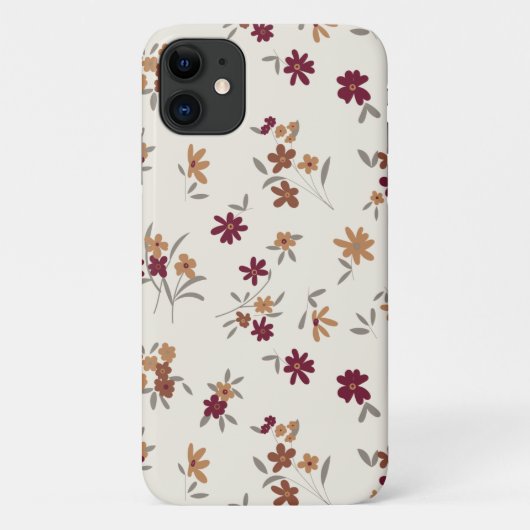 Sierlijke gouden maroon bloemenpatroon Case-Mate iPhone case (Achterkant)
