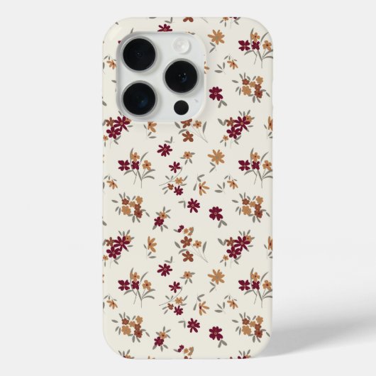 Sierlijke gouden maroon bloemenpatroon Case-Mate iPhone case (Achterkant)
