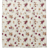 Sierlijke gouden maroon bloemenpatroon douchegordijn (Voorkant)