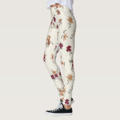 Sierlijke gouden maroon bloemenpatroon leggings (Links)