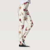 Sierlijke gouden maroon bloemenpatroon leggings (Rechts)