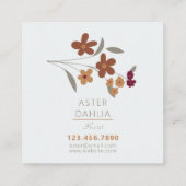 Sierlijke gouden maroon bloemenpatroon vierkante visitekaartje (Achterkant)