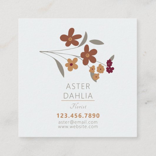 Sierlijke gouden maroon bloemenpatroon vierkante visitekaartje (Achterkant)