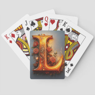 Sierlijke Gouden Monogram Letter L Aangepaste Spee Pokerkaarten