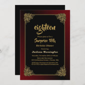 Sierlijke gouden rand verrassing 18e verjaardag kaart (Voorkant / Achterkant)
