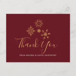 Sierlijke Gouden Sneeuwvlokken Kerst Bedankt Briefkaart