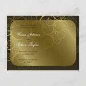 Sierlijke gouden spiraal wijnstok Save the Date Br Aankondigingskaart (Achterkant)