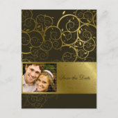 Sierlijke gouden spiraal wijnstok Save the Date Br Aankondigingskaart (Voorkant)