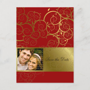Sierlijke gouden spiraal wijnstok Save the Date Br Aankondigingskaart