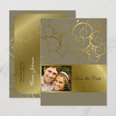 Sierlijke gouden spiraal wijnstok Save the Date Br Aankondigingskaart (Voorkant / Achterkant)