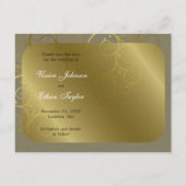 Sierlijke gouden spiraal wijnstok Save the Date Br Aankondigingskaart (Achterkant)