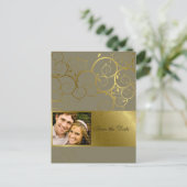 Sierlijke gouden spiraal wijnstok Save the Date Br Aankondigingskaart (Staand voorkant)