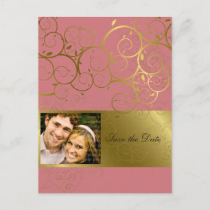 Sierlijke gouden spiraal wijnstok Save the Date Br Aankondigingskaart
