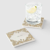 Sierlijke gouden stenen onderzetter (Zijkant)