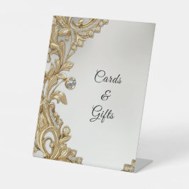 Sierlijke Gouden Tafel Signalen Reclamebord Met Voetstuk