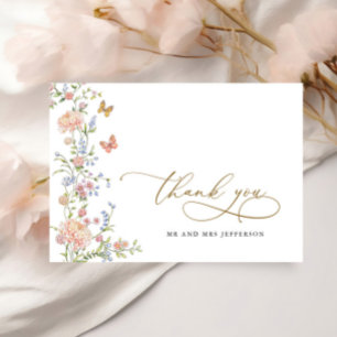 Sierlijke Grace Pastel Roze Bloemen Bruiloft Bedan Bedankkaart