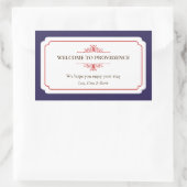 Sierlijke grens rood marine blauw uit stad gift ba rechthoekige sticker (Tas)