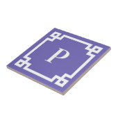 Sierlijke Griekse Sleutelrand Monogram Periwinkle Tegeltje (Zijkant)