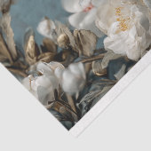 Sierlijke Grijze Zwaan Gouden Kroon Bloemen Decoup Tissuepapier (Detail)