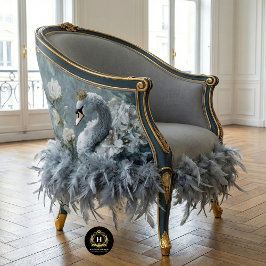 Sierlijke Grijze Zwaan Gouden Kroon Bloemen Decoup Tissuepapier