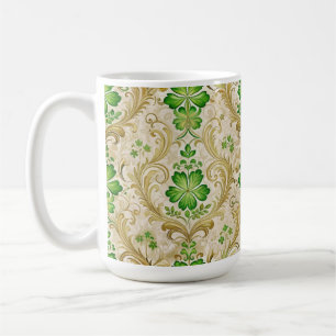 SIERLIJKE GROENE & GOUDEN IERSE VERSIERINGEN KOFFIEMOK
