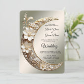 Sierlijke Halve Maan Frame Huwelijk Kaart (Staand voorkant)