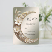 Sierlijke Halve Maan Frame RSVP Kaart (Staand voorkant)