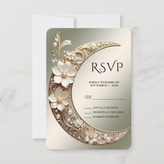 Sierlijke Halve Maan Frame RSVP Kaart (Voorkant)