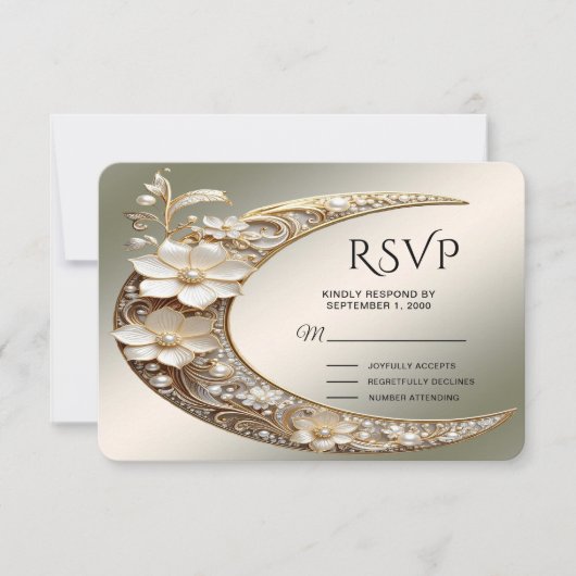 Sierlijke Halvemaan Frame RSVP Kaart (Voorkant)