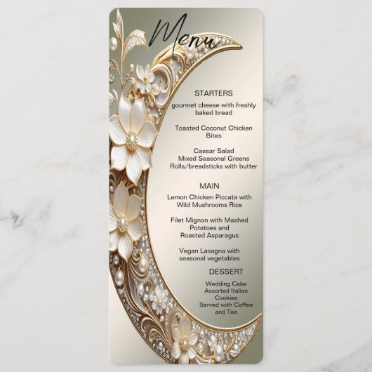 Sierlijke Halvemaanframe Menu (Voorkant)