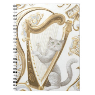 Sierlijke Harpkat Notitieboek – Esthetische Cover