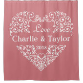 Sierlijke Hart aangepaste tekst douchegordijn (Voorkant)