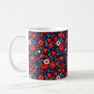 Sierlijke Harten en Bloemen Koffiemok