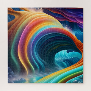 Sierlijke heldere regenboog waterval legpuzzel