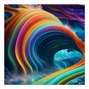 Sierlijke heldere regenboog waterval perfect poster